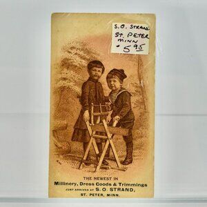 Antique S O Strand St Peter MN Victorian Trading Trade Card